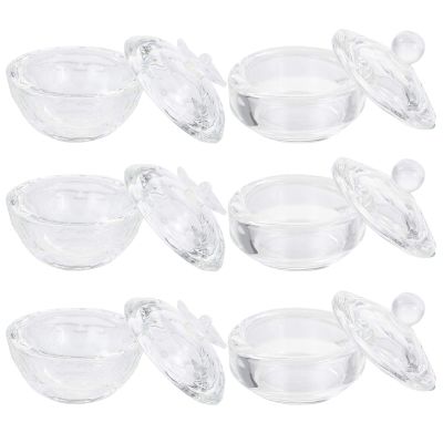 6pcs Nail Art Crystal Cup Mini Containers Nail Acrylic Clear Tumbler Clear Glass Acrylic Liquid Bowl Manicures Art Cup Manicure Tools High Borosilicate Glass Reconcile