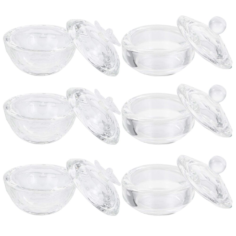 6pcs Nail Art Crystal Cup Mini Containers Nail Acrylic Clear Tumbler Clear Glass Acrylic Liquid Bowl Manicures Art Cup Manicure Tools High Borosilicate Glass Reconcile