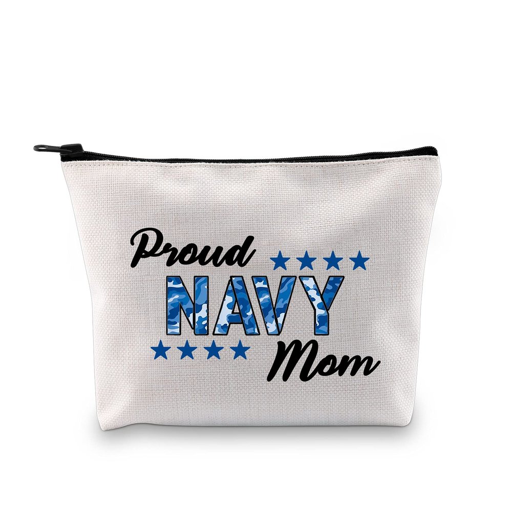 Proud Navy Mom Cosmetic Bag Navy Mom Gifts for Women Military Mom Gifts Navy Sailor Gifts Navy Deployment Gifts for Mom (Proud Navy Mom bag)