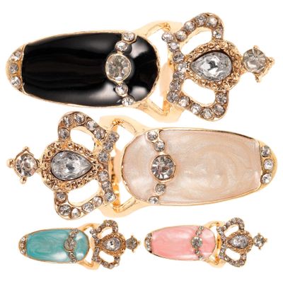 Beaupretty 4pcs Manicure Little Finger Ring Diamond Paw Miss Alloy