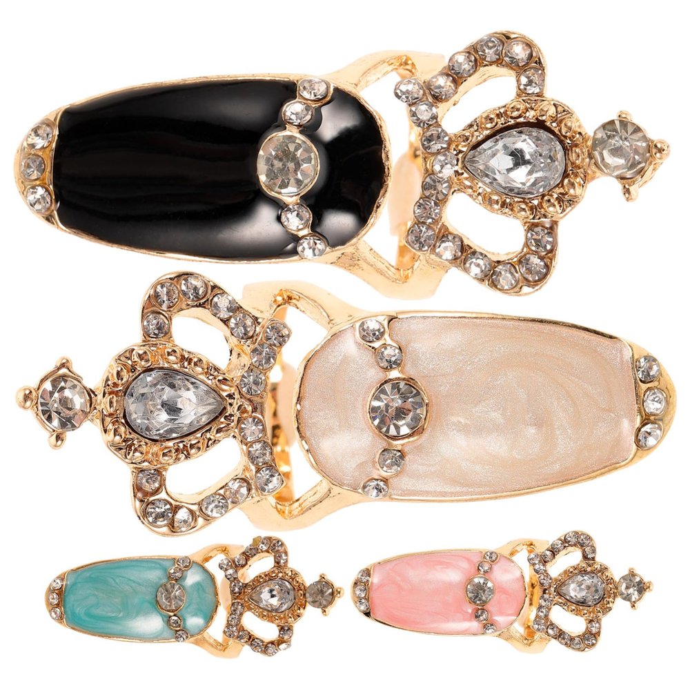 Beaupretty 4pcs Manicure Little Finger Ring Diamond Paw Miss Alloy