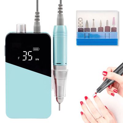 PENNY73 Gradient Color Handle Rechargeable Nail Drill Portable Cordless E File Electric Nail Drill Polisher Machine Set for Nail Art Manicure Pedicure,Blue