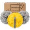 myHomeBody Large 70g Loofah Sponge, Body Scrubber, Bath Sponge, Loofah for Women, Men, Exfoliating Sponge Shower Pouf with Activated Charcoal - 2 Ultimate Gray + 1 Illuminating Yellow, 3 Pack view 1