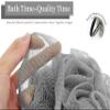 myHomeBody Large 70g Loofah Sponge, Body Scrubber, Bath Sponge, Loofah for Women, Men, Exfoliating Sponge Shower Pouf with Activated Charcoal - 2 Ultimate Gray + 1 Illuminating Yellow, 3 Pack view 3