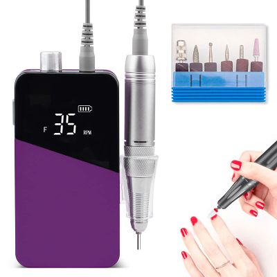 PENNY73 Gradient Color Handle Rechargeable Nail Drill Portable Cordless E File Electric Nail Drill Polisher Machine Set for Nail Art Manicure Pedicure,Purple
