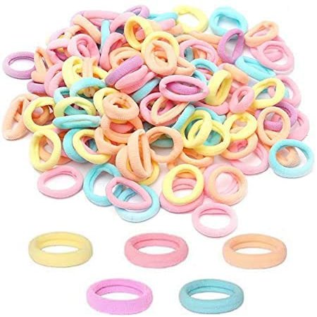200Pcs Baby Hair Ties, Soft Cotton Toddler Hair Ties 1 Inch Multicolor Seamless Hair Bands Stocking Stuffers for Kids Girls Gifts