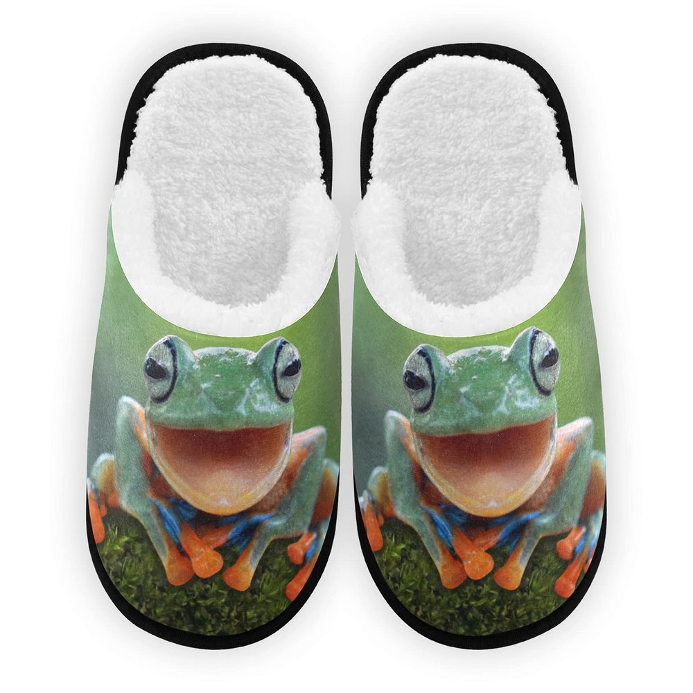 Umidedor 3D Tree Frog Slippers For Women Girls, Soft Memory Foam Non-Slip Indoor House Slippers Home Shoes for Bedroom Hotel Travel Spa