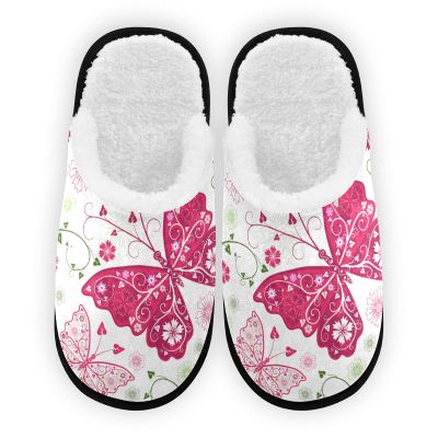 Umidedor Floral Butterflies Pattern Mens Slippers, Soft Memory Foam Non-Slip Indoor House Slippers Home Shoes for Bedroom Hotel Travel Spa