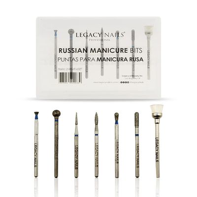Legacy Nails Professional RUSSIAN MANICURE BITS SET 7 pieces - Ideal For Russian Manicures, Performs Perfectly Around Cuticle Area