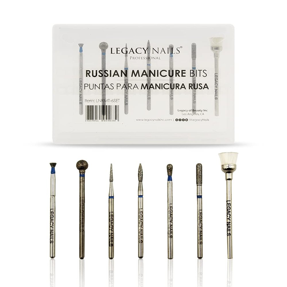 Legacy Nails Professional RUSSIAN MANICURE BITS SET 7 pieces - Ideal For Russian Manicures, Performs Perfectly Around Cuticle Area