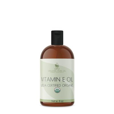 Vitamin E Oil - Organic, USDA Certified Organic, Natural Vegan Cruelty-Free, Extra Strength for Face Skin Hair Body Eyelashes Locs Nails-Antioxidant Moisturizer DIY Cream Lotion (8 oz)
