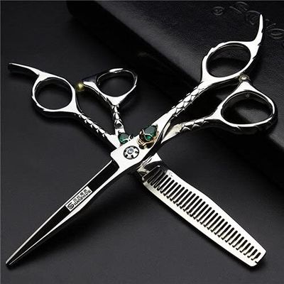 Hair Cutting Scissors, Professional Hairdressing Scissors Barber 440C Steel 6.0 or 7 or 5.5 inch Hairdressing Scissors Thinning Shear BY ZZYY (Color : Ivory)