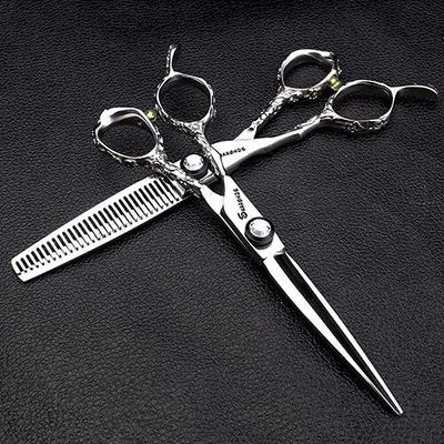 Hair Cutting Scissors, Professional Hairdressing Scissors Barber 440C Steel 6.0 or 7 or 5.5 inch Hairdressing Scissors Thinning Shear BY ZZYY (Color : Brown)