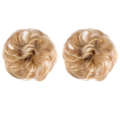 Beaupretty 2pcs Messy Synthetic Hair Bun Extensions for Hairstyles Elastic Band Chignon Hairpiece for Weddings Proms and Casual Outings