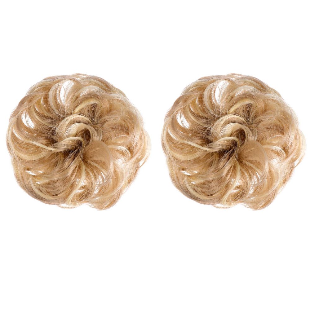 Beaupretty 2pcs Messy Synthetic Hair Bun Extensions for Hairstyles Elastic Band Chignon Hairpiece for Weddings Proms and Casual Outings