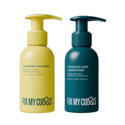 Fix My Curls Shampoo & Condition Bundle | To Cleanse, Clarify & Hydrate Curly, Dry & Wavy Hair | Sulphate & Silicone Free|Anti-Dandruff | 3.3oz each