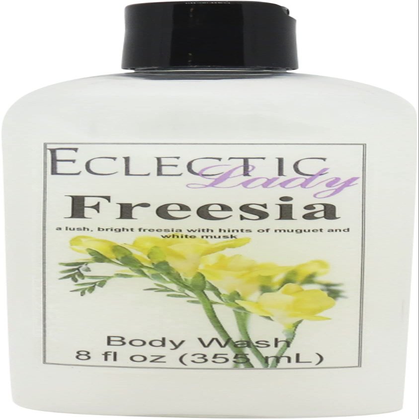 Eclectic Lady Liquid Pearl Body Wash - Freesia Scent 3-in-1 Use For Bubble Bath, Hand Soap & Body Wash, Phthalate-Free Freesia Fragrance, Handcrafted in USA (8 oz)
