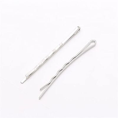 100pcs 55mm Straight Hair Clips Popularity Simple Hairpin for Alloy Hair Accessorys - (Color: Silver)