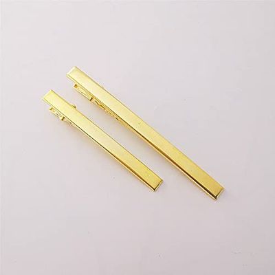 100pcs Gold Color Narrow Hairclips Single Prong Alligator Hairpin Blank Setting for DIY Pearl Hair Clips Jewelry Making - (Color: Gold; Size: 6cm)