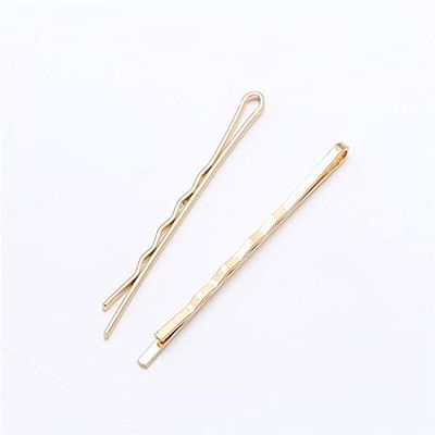100pcs 55mm Straight Hair Clips Popularity Simple Hairpin for Alloy Hair Accessorys - (Color: Gold)