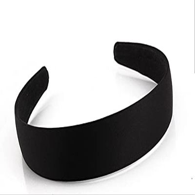 12PCS 25mm Solid Color Satin Covered Resin Hairbands Ribbon Covered Casual Womens Kids Cute Headbands Headband - (Color: Black)