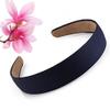 12PCS 25mm Solid Color Satin Covered Resin Hairbands Ribbon Covered Casual Womens Kids Cute Headbands Headband - (Color: Black) view 3