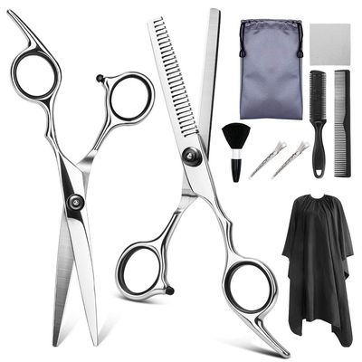 Hair Cutting Scissors, Professional Hairdressing Scissors Kit Hair Cutting Scissors Hairbrush Hair Clip Cape Grooming Comb for Barbershop BY ZZYY (Color : 9PCS Black)