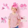 16PCS 8" White & 8PCS 7" Breast Cancer Awareness Cheerleader Large Bow Cheer Hair Bows Ponytail Holder Elastic Band for Cheerleading Teen Girls College Sports view 3