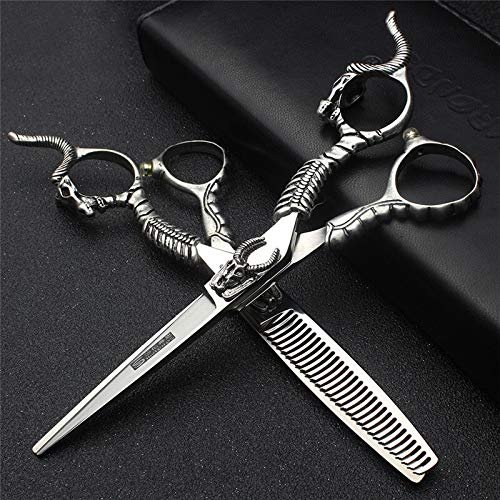 Hair Cutting Scissors, 6" Hair Salon Barber Professional Hairdressing Scissors Unique Shape Haircut Scissors Set Flat Cut Thinning Shears 440C BY ZZYY (Color : Multi)