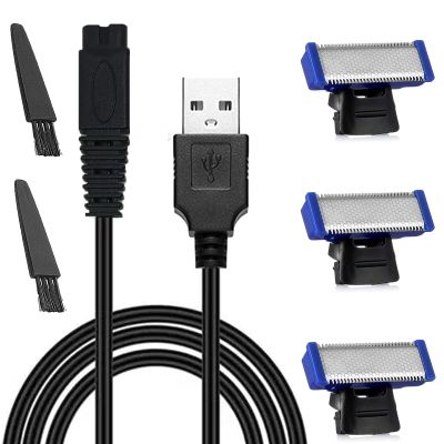 3PCS LinMei Solo Replacement Head and Shaver Charging Cord for Mens Solo Shaver Electric Trimmer with Clean Brush