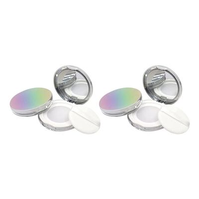Beaupretty 2PCS Loose Powder Compact Box Empty Refillable Powder Holder Portable Mini Cosmetic Case with Puff Mirror Elasticated Net Sifter DIY Makeup 5g
