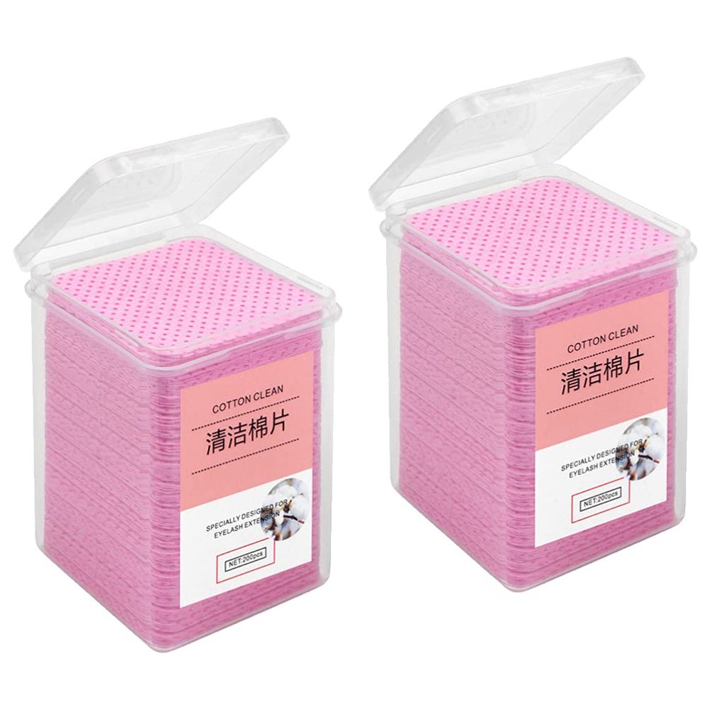 400pcs Glue Wipes Nail Remover Wipes Removal Tool Wiping Tool Nail Supplies Glue for Lashes Lash Extension Tools Make up Removers Major Non-Woven Fabric Accessories Pink