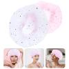 2pcs Elastic Cap for shower Elastic Cap women hats and caps little stars hair Miss plastic cap elastic band take a bath hair cap gauze scarf headband view 2