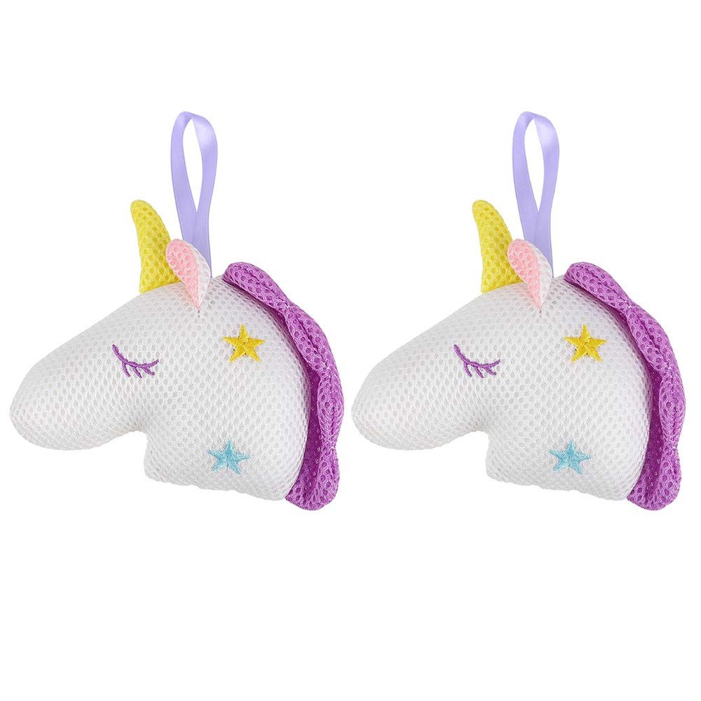 2pcs Unicorn Bath Shower Body Sponges Unicorn Exfoliating Sponge Bathtub Toys Body Scrubber Body Washing Sponge Animal Mesh Ball Scrubber Pp Cotton Pouf Loofah