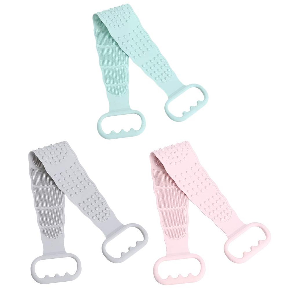 Beaupretty 3pcs Extra Long Silicone Body Scrubber Gentle Exfoliating Bath Brush for Men and Women Soft Skin-Friendly Material for Back Cleaning