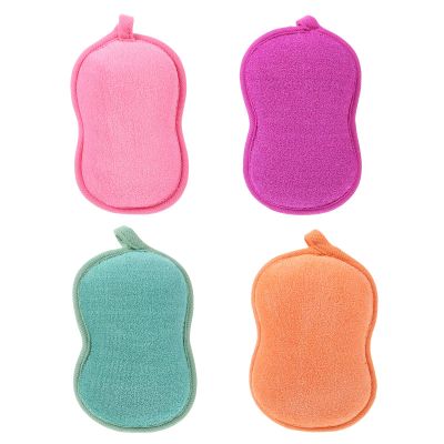 Beaupretty 4pcs Bath Sponge Dual-sided Exfoliating Sponge for Boy Girl Soft and Safe Cleaning Tool and Shape for Bath Enjoyment