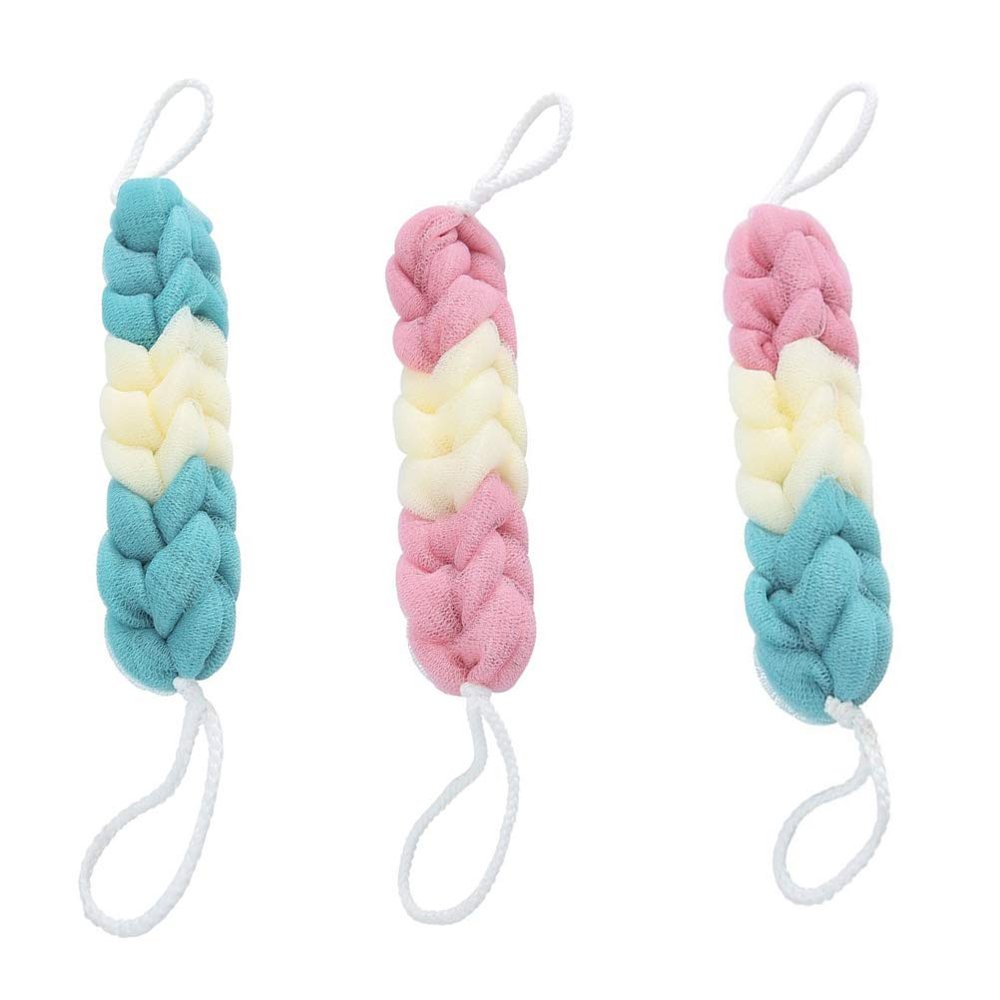 3pcs Long Bath Towel Body Towels Bath Pouf Exfoliating Shower Loofah Exfoliating Back Strap Body Wash Sponge Bath Shower Puff Men and Women The Back Scrub