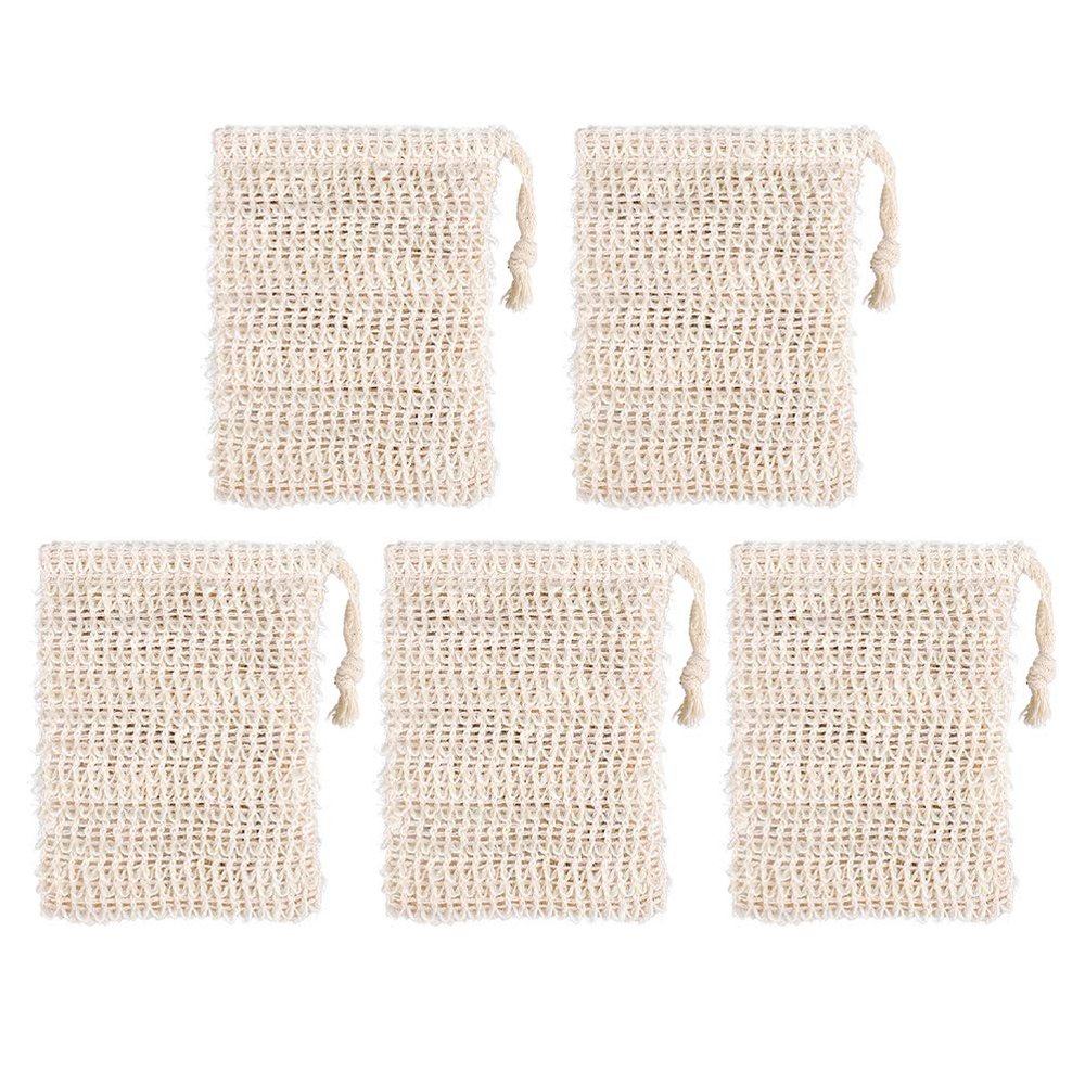 5pcs Foaming Bag Exfoliating Bag Pouch Accessories Bag Scrubber Foaming Net Bag for Shower Travel Shave Ramie Mesh Storage Bag
