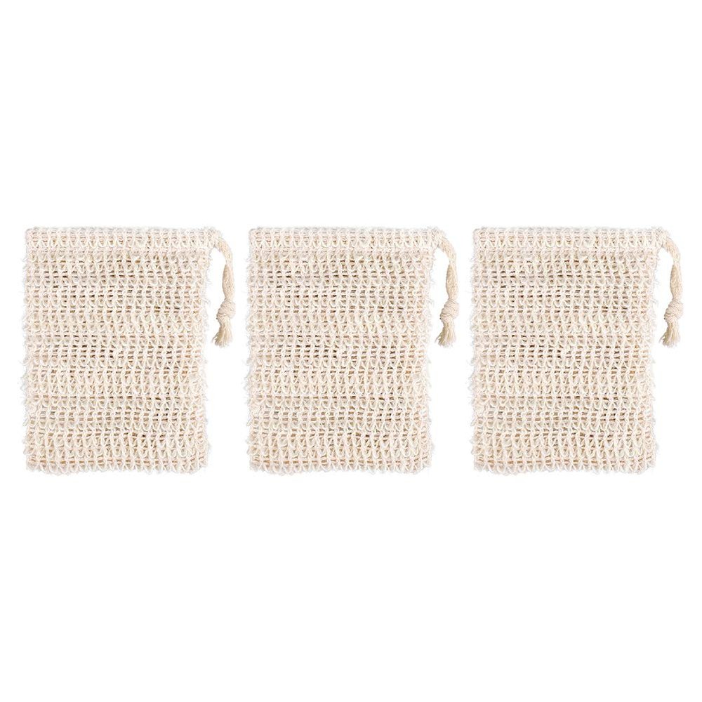 Beaupretty 3pcs Drawstring Soap Saver Pouch Light Yellow Foaming Bath Bag for Exfoliating and Cleansing for Men and Women Quick-drying Mesh Design