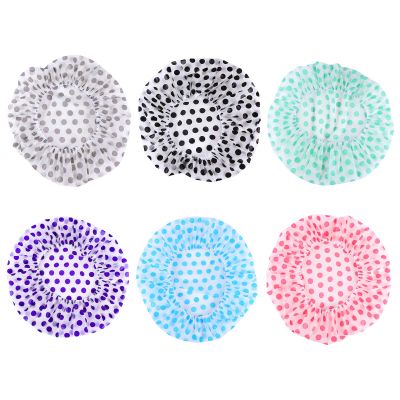 6pcs Printed Waterproof Shower Cap Womens Hats Elastic Cap for Shower Women Hats and s Turban Has Thicken Bathing Swimming Printing Miss Peva Material