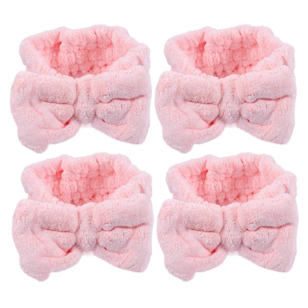 4pcs Coral Fleece Headband Elastic Pink Women's Hair Accessories