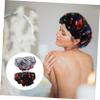 Beaupretty 2pcs Shower Cap for Women Double Layer Elastic Bathing Hats Satin and Peva Hair Covers for Spa Cooking and Home Cleaning Stylish Zebra and Dots Designs view 3