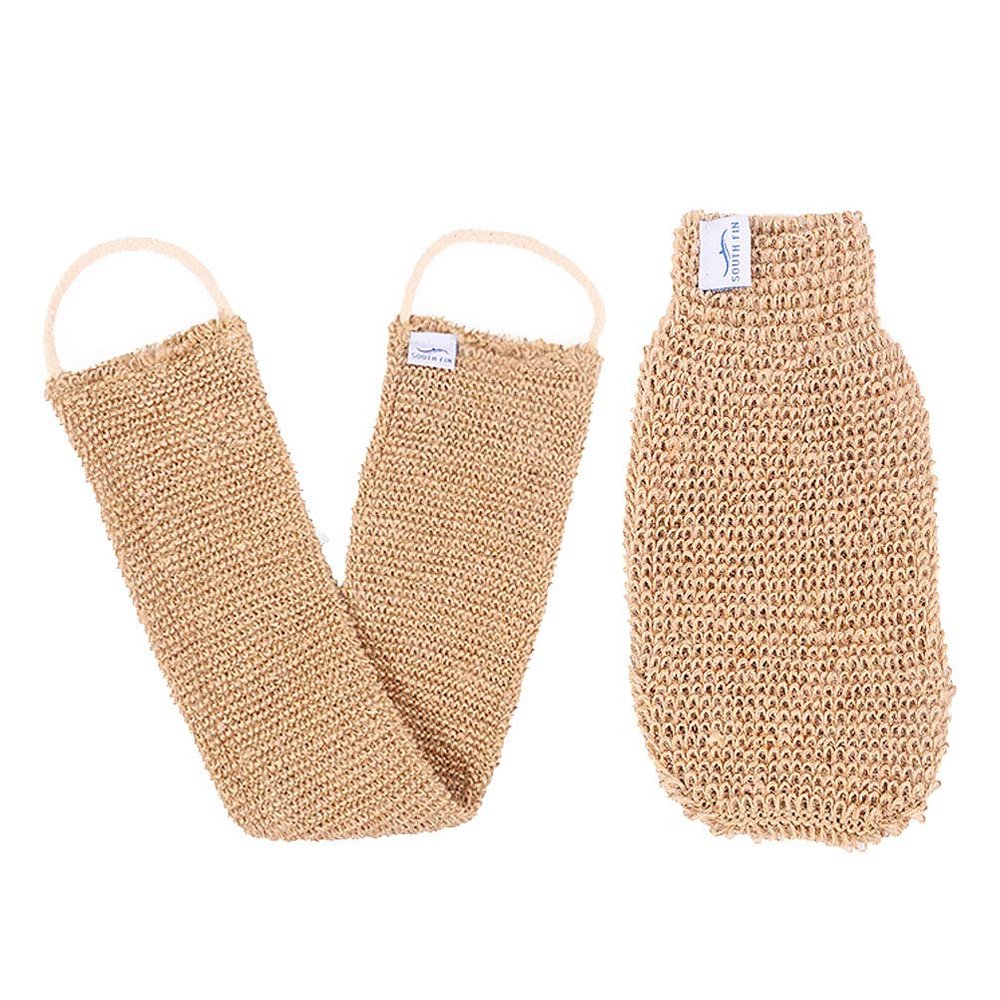 Beaupretty 2pcs Ramie Jute Bath Scrubber Gloves Exfoliating Back Strip for Deep Cleansing Natural Material for Smooth Skin for Body Care and Spa Use