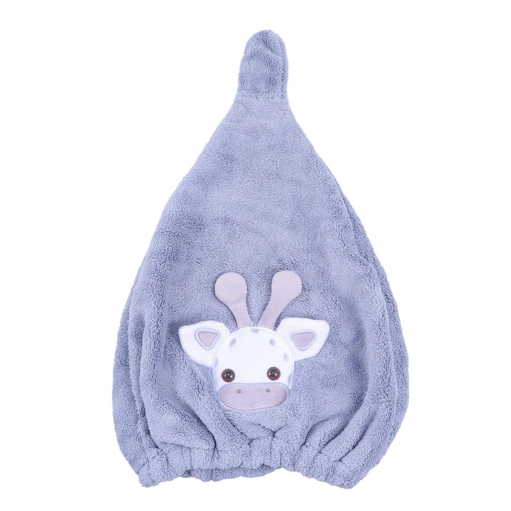 Beaupretty Cartoon Hair Drying Cap for Women Super Absorbent Coral Fleece Quick Dry Towel Soft and Gentle Hair Wrap Adorable Deer Design Grey