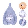 Beaupretty Cartoon Hair Drying Cap for Women Super Absorbent Coral Fleece Quick Dry Towel Soft and Gentle Hair Wrap Adorable Deer Design Grey view 3