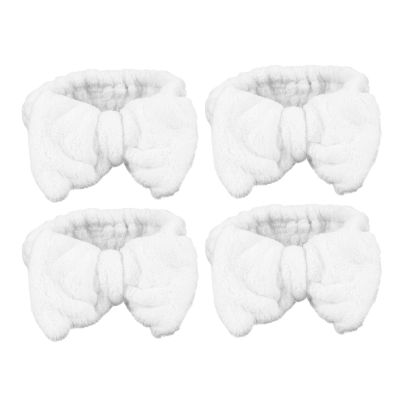 4pcs Coral Fleece Headband Hair Ring Women's Elasticity White