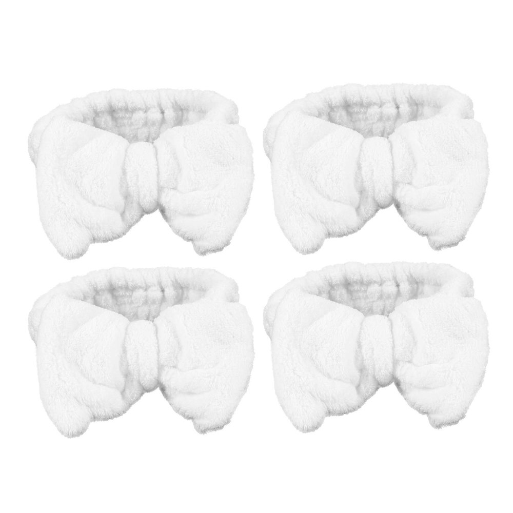 4pcs Coral Fleece Headband Hair Ring Women's Elasticity White