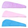 Beaupretty 3pcs Microfiber Hair Drying Cap Super Absorbent Shower Wraps for Women Quick Drying Turbans Pink Purple and Lake Blue Bath Accessories for Home and Travel view 1