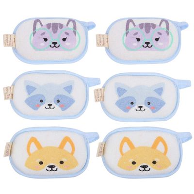 Beaupretty 6pcs Cartoon Bath Sponge Soft Absorbent Cotton Sponges for Toddlers for Bath Gentle Cleaning and Skin Care Mixed Patterns for Boys and Girls