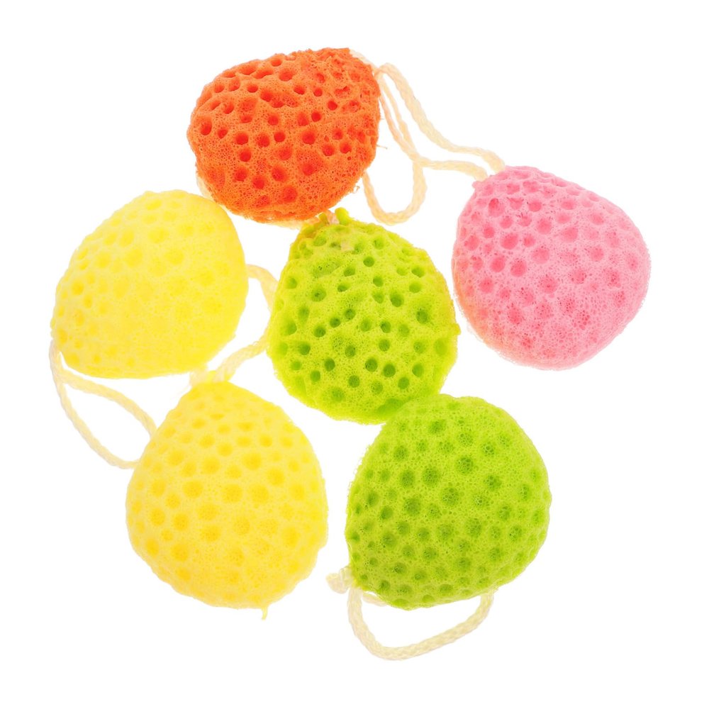 Beaupretty 6pcs Non Shower Bath Scrubbers Drop-shaped Honeycomb Sponges for Deep Cleansing Exfoliating and Massaging Bath Shower Mixed Colors